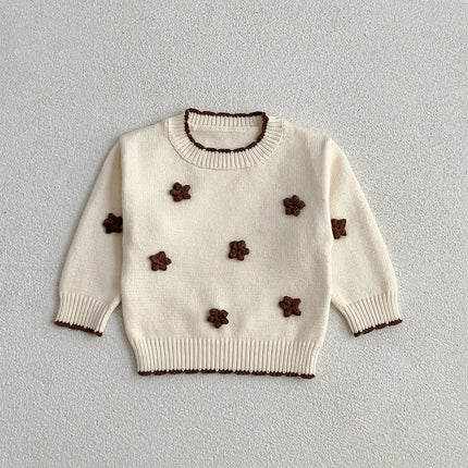 ベビートップス フラワー刺繍長袖ニットセーター - mamahalo shop - ニット・セーター -  べビー服 - 子供服 - 男の子 - 女の子