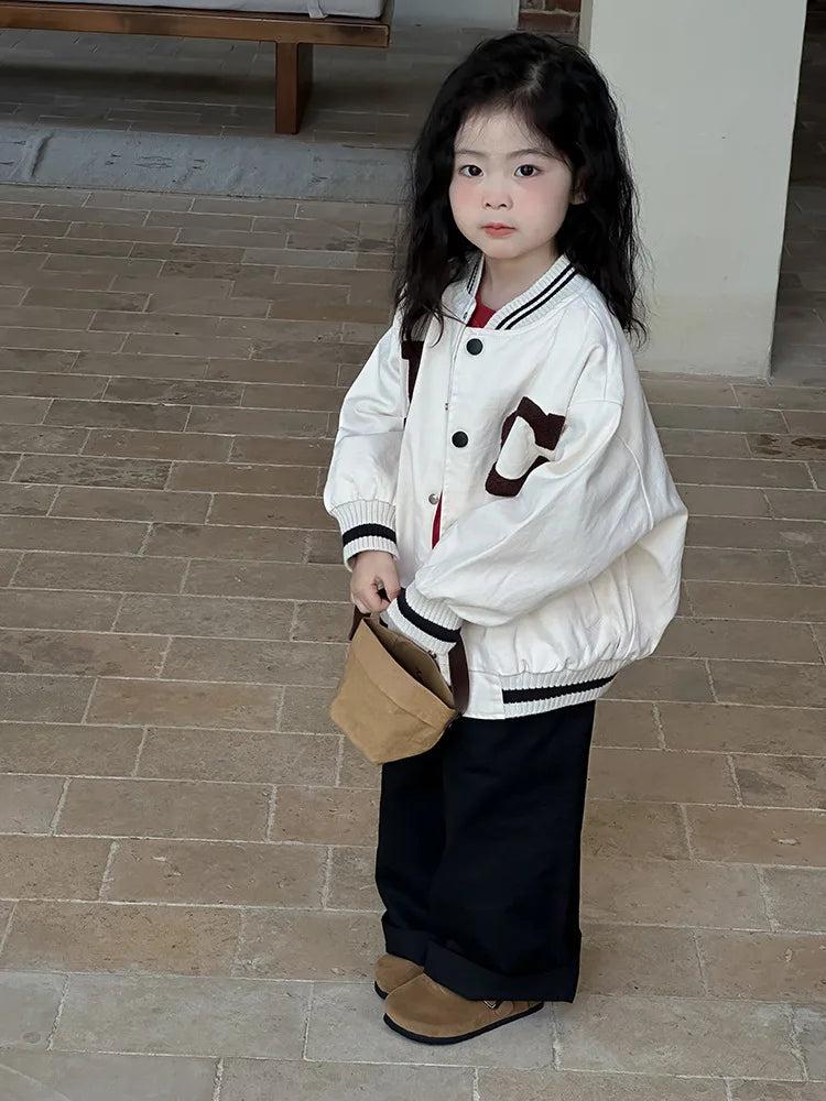 -キッズアウター アルファベットアップリケスタジアムジャンパー スタジャン2カラー - mamahalo shop - ショートコート・ジャケット・ジャンパー -  べビー服 - 子供服 - 男の子 - 女の子