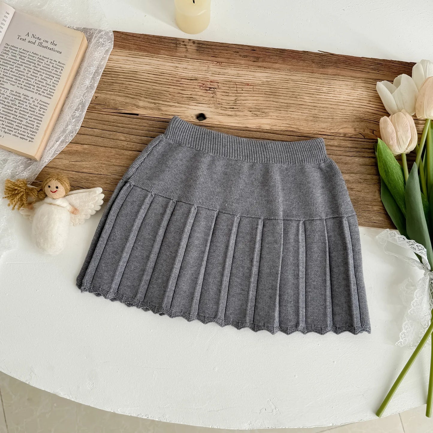 -キッズスカート ニットプレッピープリーツスカート 3カラー - mamahalo shop - スカート -  べビー服 - 子供服 - 男の子 - 女の子