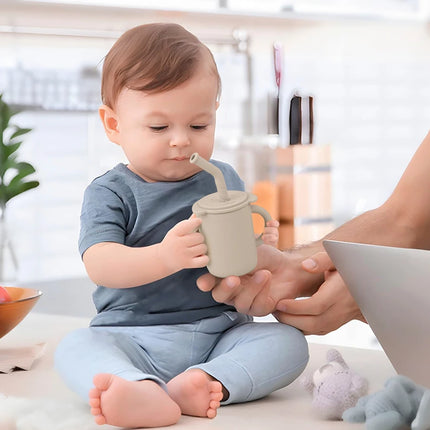 ☺︎ ベビーマグ ストローマグ ハンドル 持ち手付き 象エレファント シリコンカップ - mamahalo shop - ベビーキッズ食器 -  べビー服 - 子供服 - 男の子 - 女の子