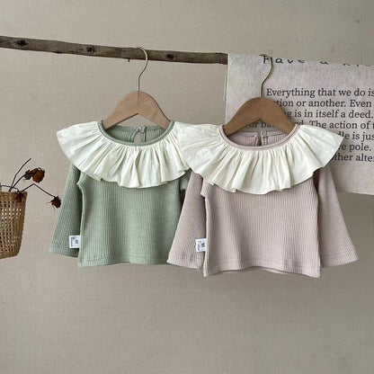 -ベビー フリル サークルカラー ピエロカラー 長袖 Tシャツ トップス ガールズ - mamahalo shop - 長袖Tシャツ -  べビー服 - 子供服 - 男の子 - 女の子