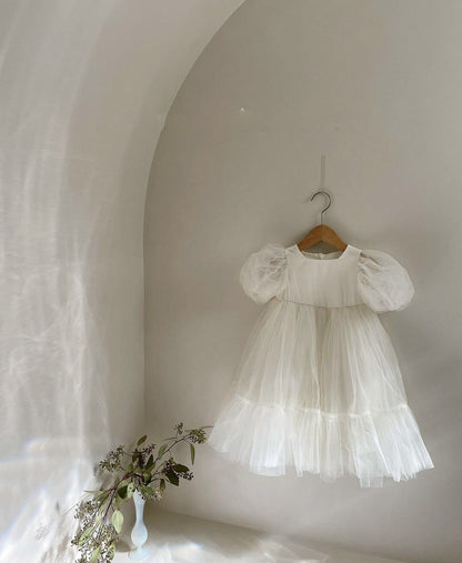 -ベビー チュチュ チュール 半袖 パフスリーブ サマードレス ワンピース ガールズ 発表会 お出かけ【mh0002542】 - mamahalo shop - 半袖ワンピース -  べビー服 - 子供服 - 男の子 - 女の子