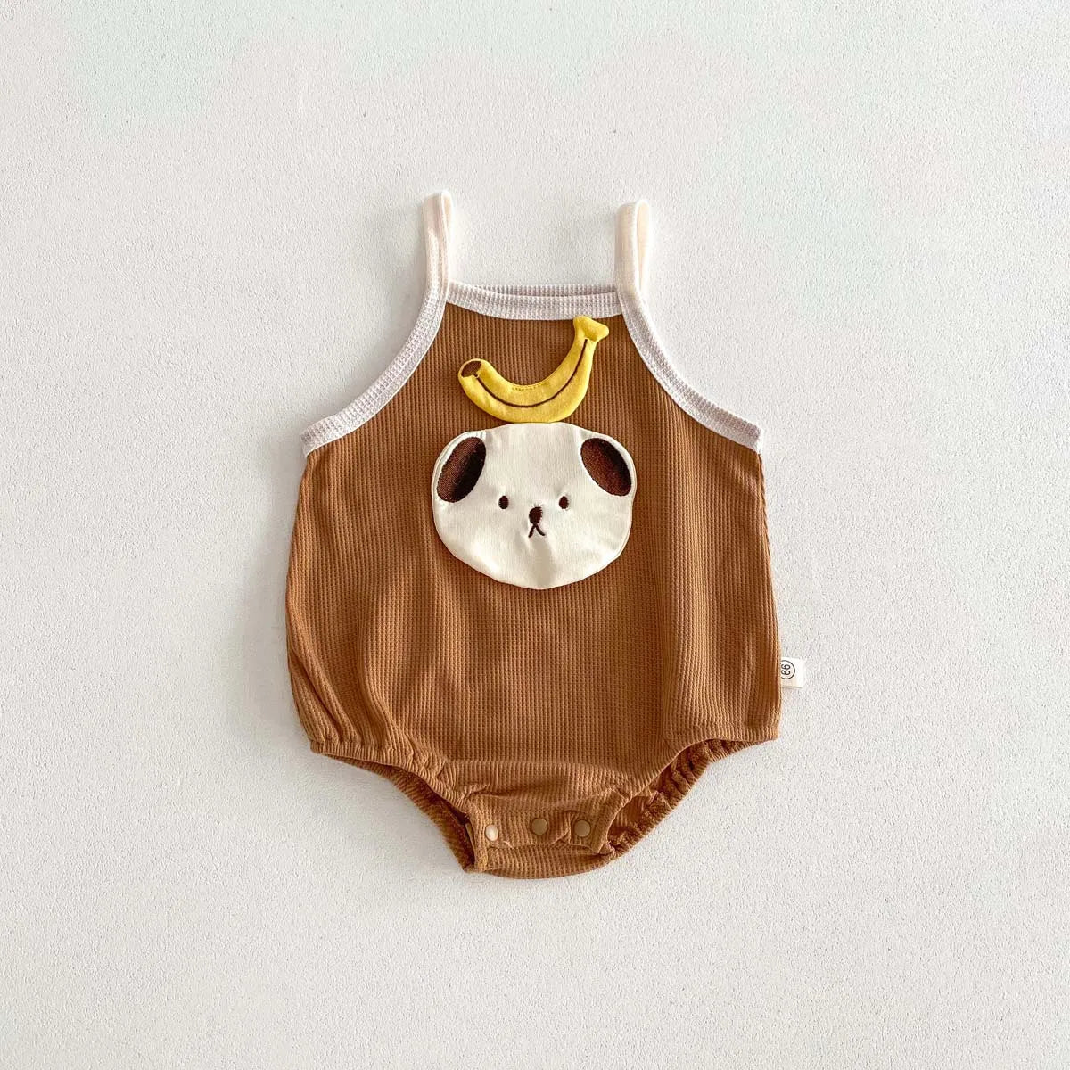 -ベビーロンパース キャミソールボディスーツ バナナ 犬 刺繍 2カラー【mh0004458】 - mamahalo shop - ノースリーブロンパース -  べビー服 - 子供服 - 男の子 - 女の子