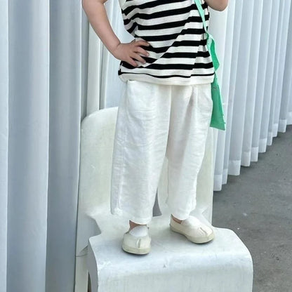 -☺︎ キッズパンツ コットンリネン サマールーズパンツ 2カラー - mamahalo shop - ロングパンツ・スウェットパンツ -  べビー服 - 子供服 - 男の子 - 女の子