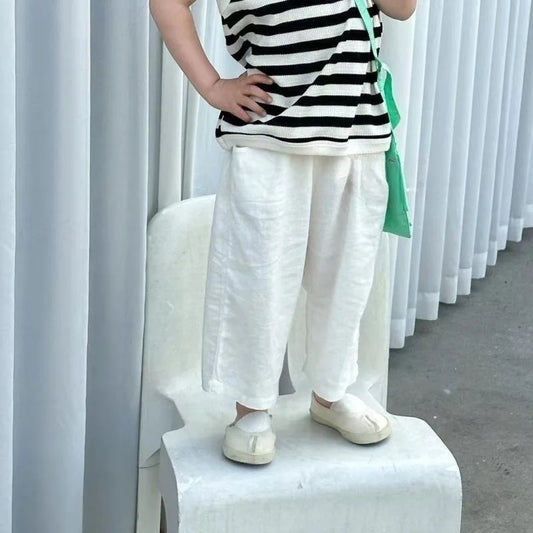 -☺︎ キッズパンツ コットンリネン サマールーズパンツ 2カラー - mamahalo shop - ロングパンツ・スウェットパンツ -  べビー服 - 子供服 - 男の子 - 女の子