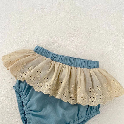 -ベビーセットアップ 2点セット 半袖ブラウス+レースフリルブルマパンツ【mh0006522】 - mamahalo shop - 半袖セットアップ -  べビー服 - 子供服 - 男の子 - 女の子