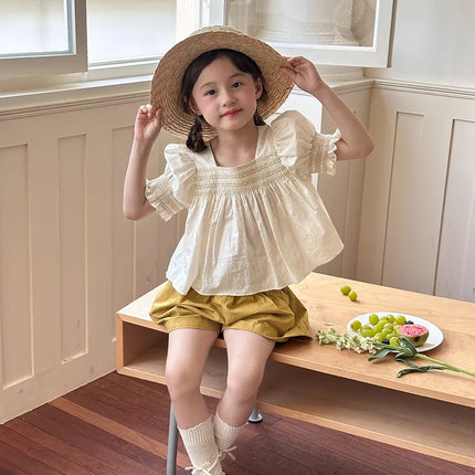 キッズトップス 半袖パフスリーブ チュニックブラウス - mamahalo shop - 半袖シャツ・ブラウス -  べビー服 - 子供服 - 男の子 - 女の子