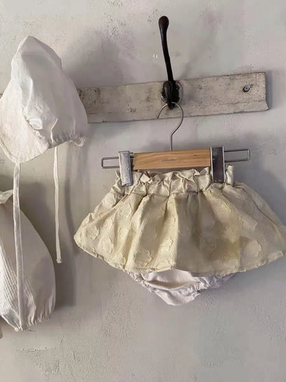 -ベビースカート ブルマパンツ フラワー刺繍 ドッキング ブルマパンツインスカート【mh0006380】 - mamahalo shop - ブルマパンツ -  べビー服 - 子供服 - 男の子 - 女の子