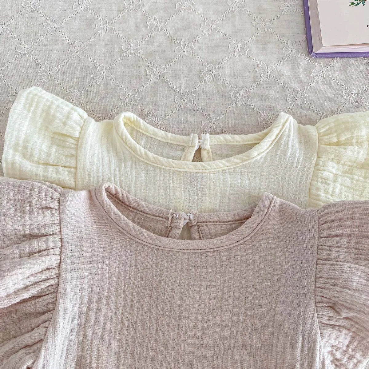 -ベビーロンパース フリルスリーブボディスーツ 2カラー【mh0004476】 - mamahalo shop - 半袖ロンパース -  べビー服 - 子供服 - 男の子 - 女の子