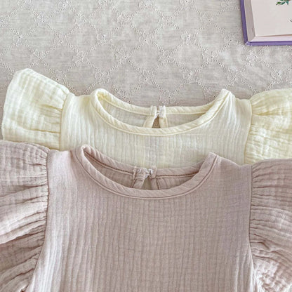 -ベビーロンパース フリルスリーブボディスーツ 2カラー【mh0004476】 - mamahalo shop - 半袖ロンパース -  べビー服 - 子供服 - 男の子 - 女の子