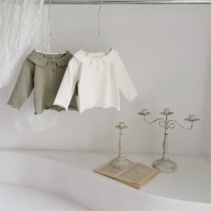 -ベビートップス 丸襟長袖Tシャツブラウス 2カラー【mh0006701】 - mamahalo shop - 長袖Tシャツ -  べビー服 - 子供服 - 男の子 - 女の子