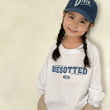 キッズトップス レターロゴプリント長袖Tシャツ - mamahalo shop - 長袖Tシャツ -  べビー服 - 子供服 - 男の子 - 女の子