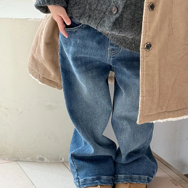 キッズパンツ 裏フリースボーイフレンドジーンズデニムパンツ - mamahalo shop - デニムパンツ -  べビー服 - 子供服 - 男の子 - 女の子