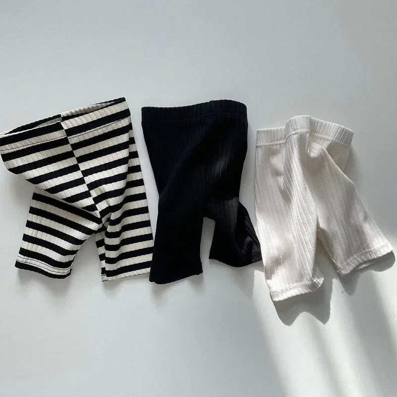 -キッズパンツ ショートレギンス 無地/ボーダー シンプルベーシック【mh0006006】 - mamahalo shop - レギンスパンツ -  べビー服 - 子供服 - 男の子 - 女の子