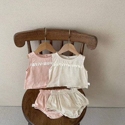 -ベビーセットアップ 2点セット ノースリーブフリルタンクトップ+ブルマパンツ 2カラー【mh0005538】 - mamahalo shop - ノースリーブセットアップ -  べビー服 - 子供服 - 男の子 - 女の子