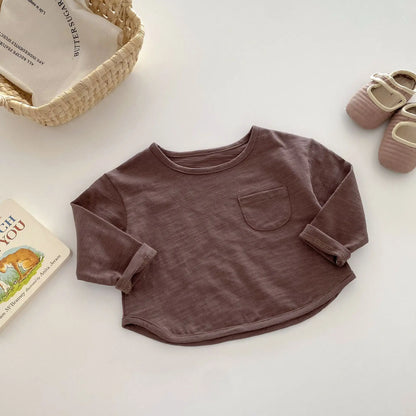 -ベビーキッズトップス 長袖Tシャツ シンプルベーシック 4カラー【mh0006376】 - mamahalo shop - 長袖Tシャツ -  べビー服 - 子供服 - 男の子 - 女の子