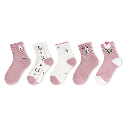 -キッズソックス うさぎ/星スター/リボンショートソックス靴下5足セット【mh0006942】 - mamahalo shop - ベビー用靴下・タイツ -  べビー服 - 子供服 - 男の子 - 女の子