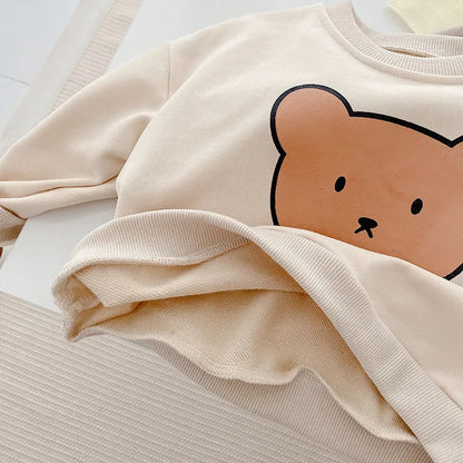 -ベビーセットアップ 2点セット 長袖Tシャツ+ロングパンツ パジャマ ベアくまプリント 2カラー - mamahalo shop - 長袖セットアップ -  べビー服 - 子供服 - 男の子 - 女の子