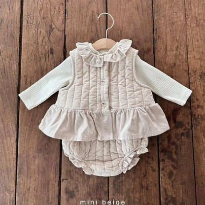 -キッズベスト キルティングペプラムベスト ジャケット 2カラー ガールズ 女の子 子供服 - mamahalo shop - ベスト -  べビー服 - 子供服 - 男の子 - 女の子