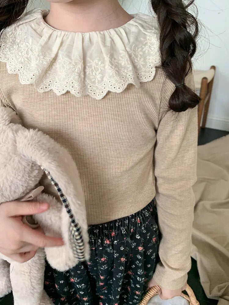 -キッズ レースカラー カットソー ニット セーター 4カラー ガールズ 女の子 子供服 - mamahalo shop - ニット・セーター -  べビー服 - 子供服 - 男の子 - 女の子