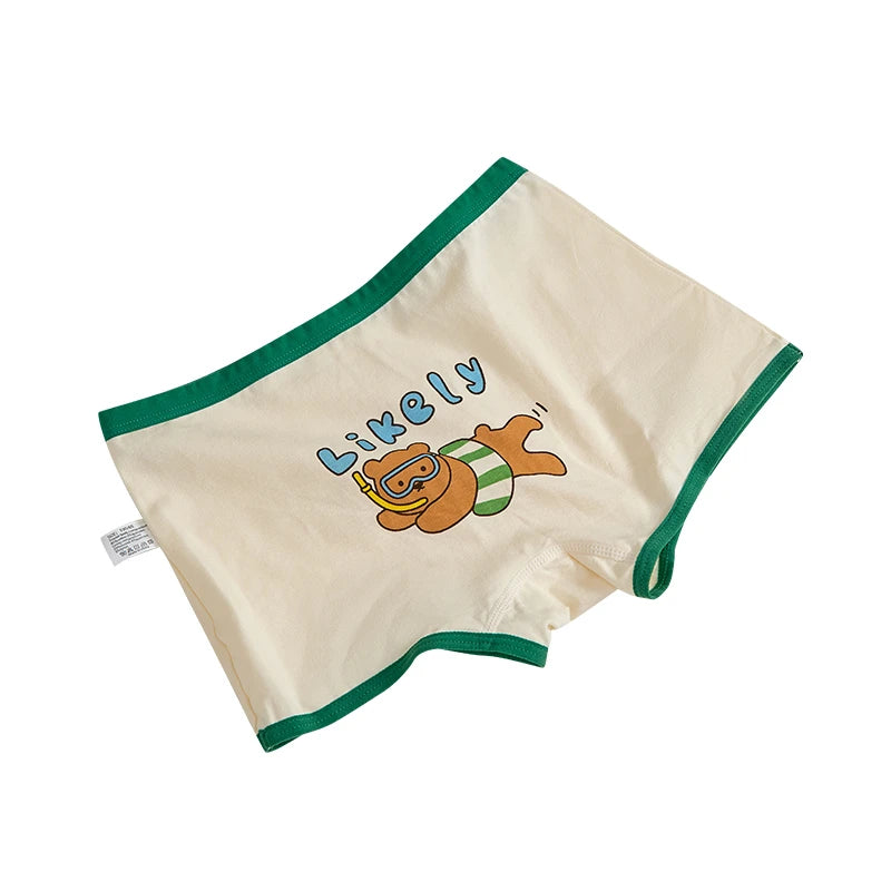 -キッズショーツ 男の子下着 ボーイズパンツ アンダーウェア 4枚セット グリーン ボクサーブリーフ【mh0005804】 - mamahalo shop - 幼児用下着 -  べビー服 - 子供服 - 男の子 - 女の子