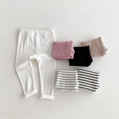 -キッズパンツ レギンスパンツ シンプルベーシック スパッツ 無地/ボーダー【mh0006398】 - mamahalo shop - レギンスパンツ -  べビー服 - 子供服 - 男の子 - 女の子