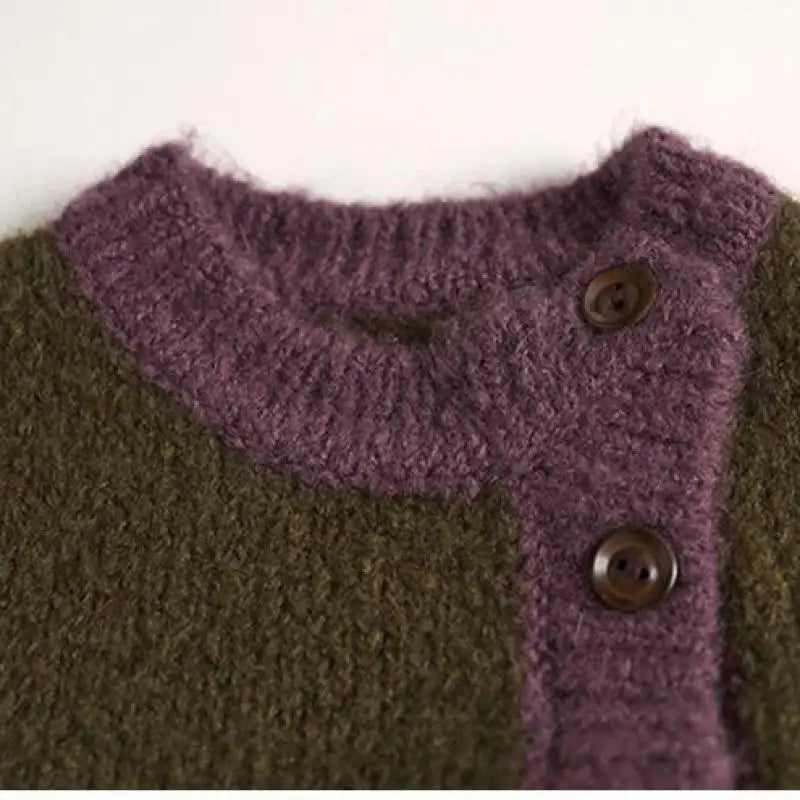 -キッズベスト ニットバイピングアシメフロントボタンベスト - mamahalo shop - ベスト -  べビー服 - 子供服 - 男の子 - 女の子