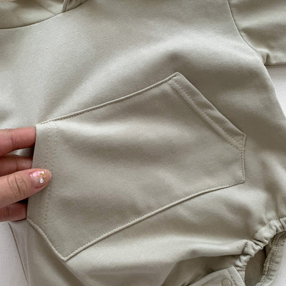 -ベビー くま耳 フーディ 長袖 ロンパース 足つき レギンス タイツ ユニセックス【mh0002363】 - mamahalo shop - 長袖ロンパース -  べビー服 - 子供服 - 男の子 - 女の子