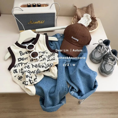 -キッズトップス タンクトップ レターロゴ グラフィティプリント【mh0006323】 - mamahalo shop - タンクトップ・キャミソール・ノースリーブトップス -  べビー服 - 子供服 - 男の子 - 女の子