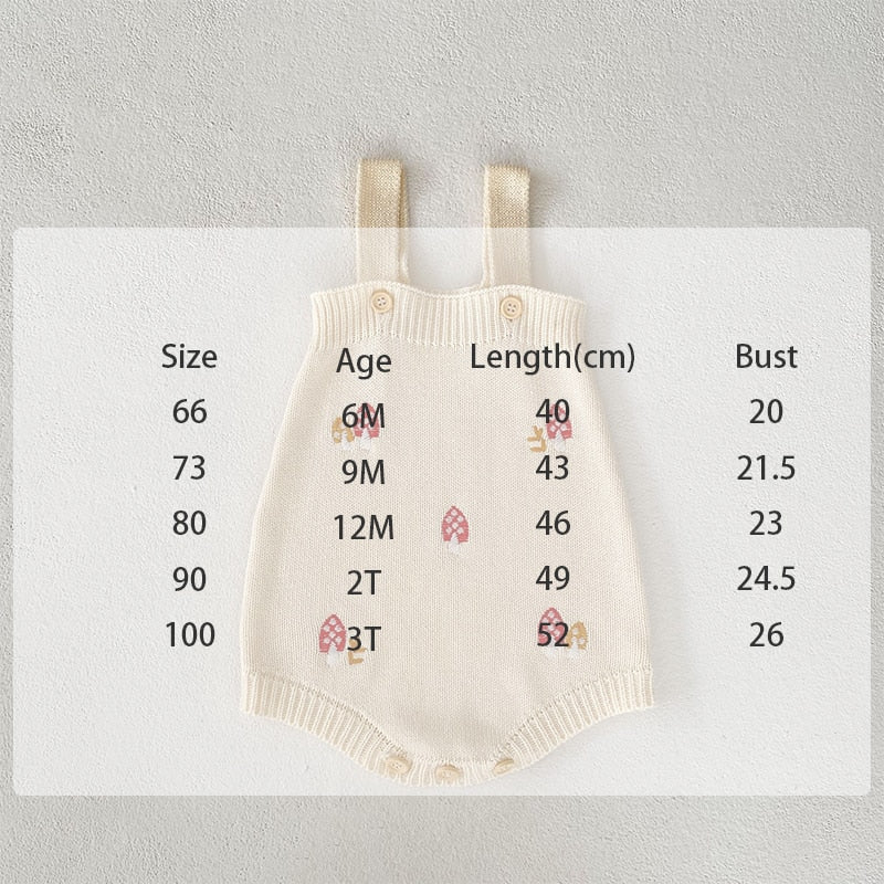 -ベビー カーディガン サスペンダーローンパース 単品 セット ニット キノコ🍄 刺繍 レース襟 セットアップ ベージュ ガールズ 女の子【mh0002828】 - mamahalo shop - ロンパースセットアップ -  べビー服 - 子供服 - 男の子 - 女の子