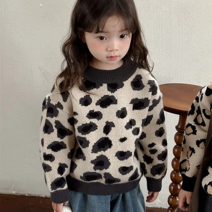 キッズトップス ニットセーター レオパード ヒョウ柄 プルオーバー - mamahalo shop - ニット・セーター - ベビー服 - 子供服 - 男の子 - 女の子