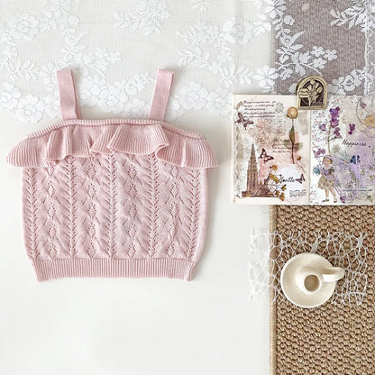 -ベビーキッズトップス ニット キャミソール フリル 2カラー - mamahalo shop - タンクトップ・キャミソール・ノースリーブトップス -  べビー服 - 子供服 - 男の子 - 女の子