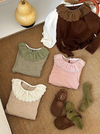 -キッズ レースカラー カットソー ニット セーター 4カラー ガールズ 女の子 子供服 - mamahalo shop - ニット・セーター -  べビー服 - 子供服 - 男の子 - 女の子