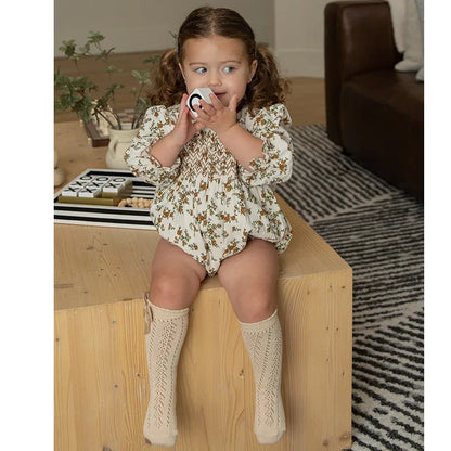 -ベビーキッズジュニア フラワー花柄 長袖ワンピース 長袖ロンパース ジャケット カシュクールニットセーター ポロシャツ サスペンダーパンツ ロングパンツ リンクコーデ お出かけ 兄弟姉妹 お揃いコーデ - mamahalo shop - 長袖ロンパース -  べビー服 - 子供服 - 男の子 - 女の子
