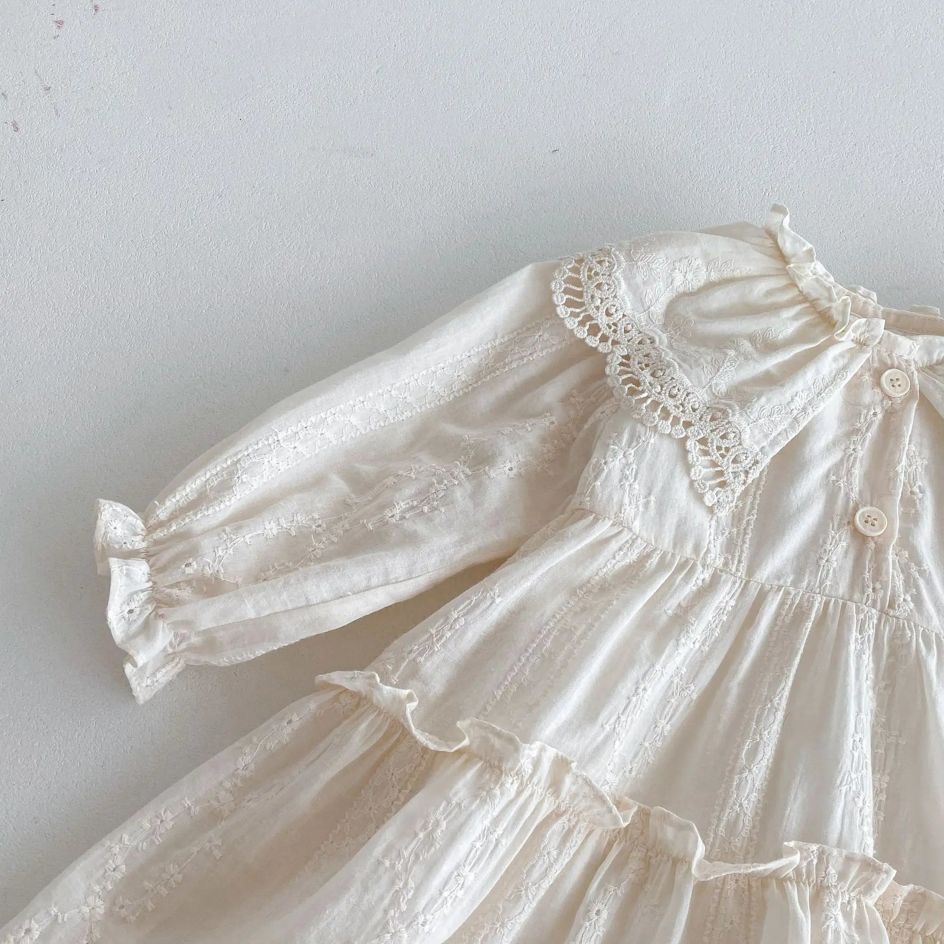 -キッズワンピース レース襟刺繍長袖プリンセスドレスワンピース - mamahalo shop - 長袖ワンピース -  べビー服 - 子供服 - 男の子 - 女の子