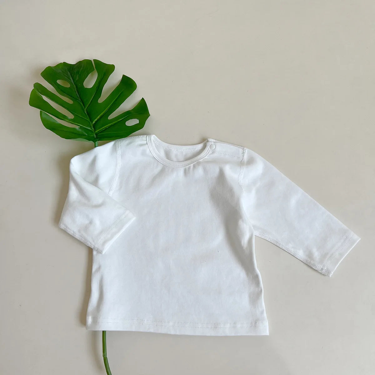 -ベビートップス 無地/ボーダー肩あき長袖Tシャツ シンプルベーシック - mamahalo shop - 長袖Tシャツ -  べビー服 - 子供服 - 男の子 - 女の子