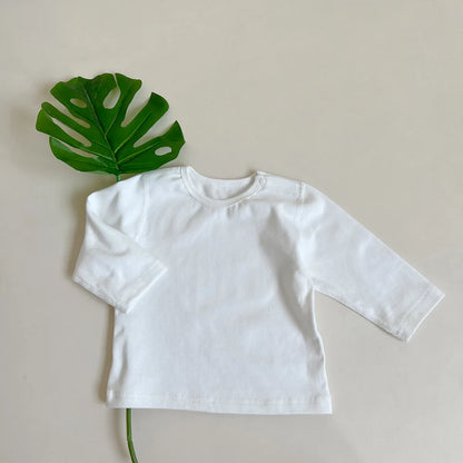 -ベビートップス 無地/ボーダー肩あき長袖Tシャツ シンプルベーシック - mamahalo shop - 長袖Tシャツ -  べビー服 - 子供服 - 男の子 - 女の子