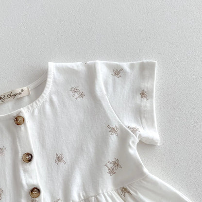 -キッズワンピース 半袖サマーワンピース フラワー小花柄プリント 2カラー【mh0005569】 - mamahalo shop - 半袖ワンピース -  べビー服 - 子供服 - 男の子 - 女の子