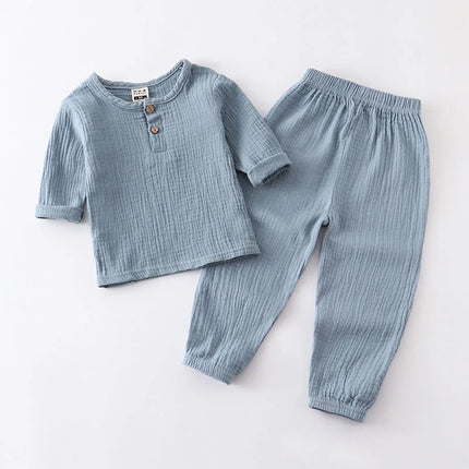 ☺︎ キッズセットアップ 2点セット 半袖シャツ+ロングルーズパンツ シンプルベーシック 5カラー - mamahalo shop - 半袖セットアップ -  べビー服 - 子供服 - 男の子 - 女の子