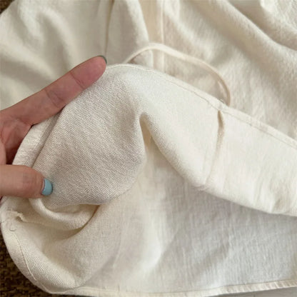 -キッズワンピース ワンポイント三角タグフリルカラー長袖スモッグワンピース ベージュ - mamahalo shop - 長袖ワンピース -  べビー服 - 子供服 - 男の子 - 女の子