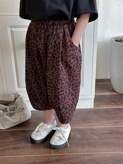 -キッズパンツ レオパード サマークロップドパンツ 2カラー - mamahalo shop - ロングパンツ・スウェットパンツ -  べビー服 - 子供服 - 男の子 - 女の子
