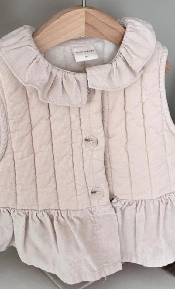 -キッズベスト キルティングペプラムベスト ジャケット 2カラー ガールズ 女の子 子供服 - mamahalo shop - ベスト -  べビー服 - 子供服 - 男の子 - 女の子