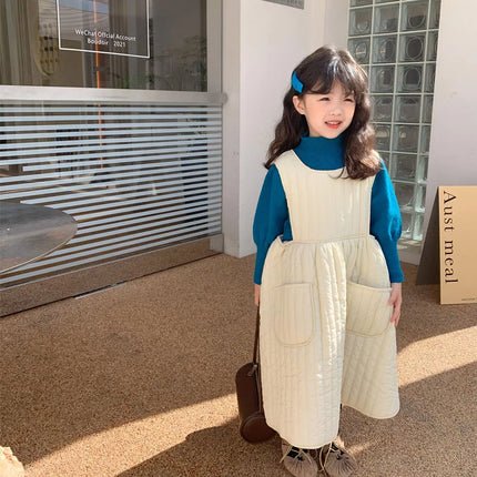 キッズワンピース キルティングノースリーブジャンパースカートワンピース 2カラー - mamahalo shop - ノースリーブワンピース -  べビー服 - 子供服 - 男の子 - 女の子