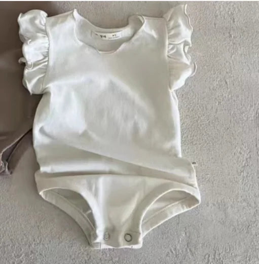 -ベビーロンパース フリルスリーブボディスーツ 3カラー【mh0005382】 - mamahalo shop - 半袖ロンパース -  べビー服 - 子供服 - 男の子 - 女の子