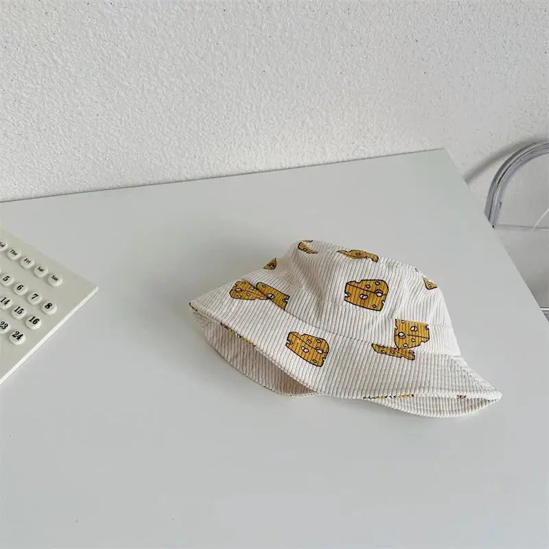 -キッズ帽子 キャップ バケットハット 野球帽 コーデュロイ チーズ/カラフルストライプ【mh0006330】 - mamahalo shop - ベビー用帽子 -  べビー服 - 子供服 - 男の子 - 女の子