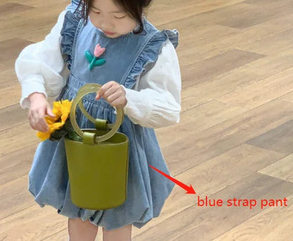 -キッズデニムフリルバルーンノースリーブワンピース【mh0004882】 - mamahalo shop - ノースリーブワンピース -  べビー服 - 子供服 - 男の子 - 女の子