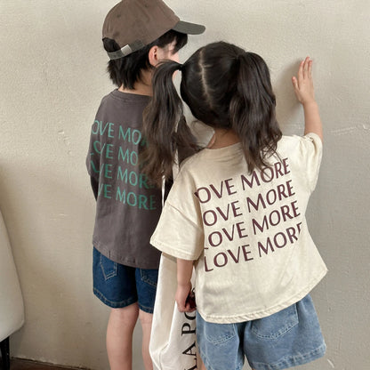 -キッズトップス 半袖Tシャツ ハートLOVEワンポイントロゴ 2カラー - mamahalo shop - 半袖Tシャツ -  べビー服 - 子供服 - 男の子 - 女の子