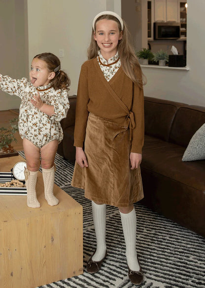 -ベビーキッズジュニア フラワー花柄 長袖ワンピース 長袖ロンパース ジャケット カシュクールニットセーター ポロシャツ サスペンダーパンツ ロングパンツ リンクコーデ お出かけ 兄弟姉妹 お揃いコーデ - mamahalo shop - 長袖ロンパース -  べビー服 - 子供服 - 男の子 - 女の子