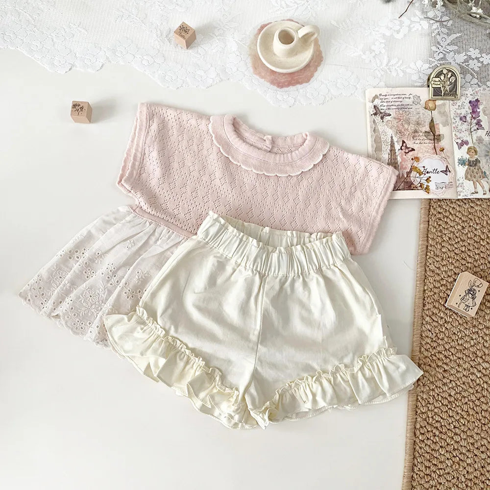 -ベビーキッズパンツ 裾フリル ショートパンツ 2カラー - mamahalo shop - ハーフパンツ・ショートパンツ -  べビー服 - 子供服 - 男の子 - 女の子