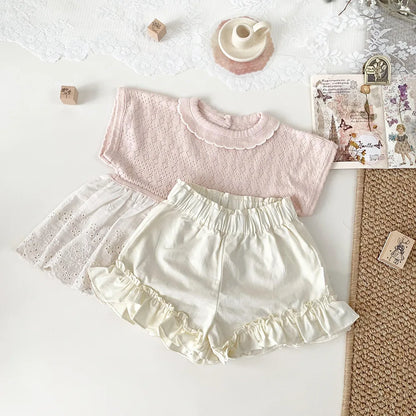 -ベビーキッズパンツ 裾フリル ショートパンツ 2カラー - mamahalo shop - ハーフパンツ・ショートパンツ -  べビー服 - 子供服 - 男の子 - 女の子